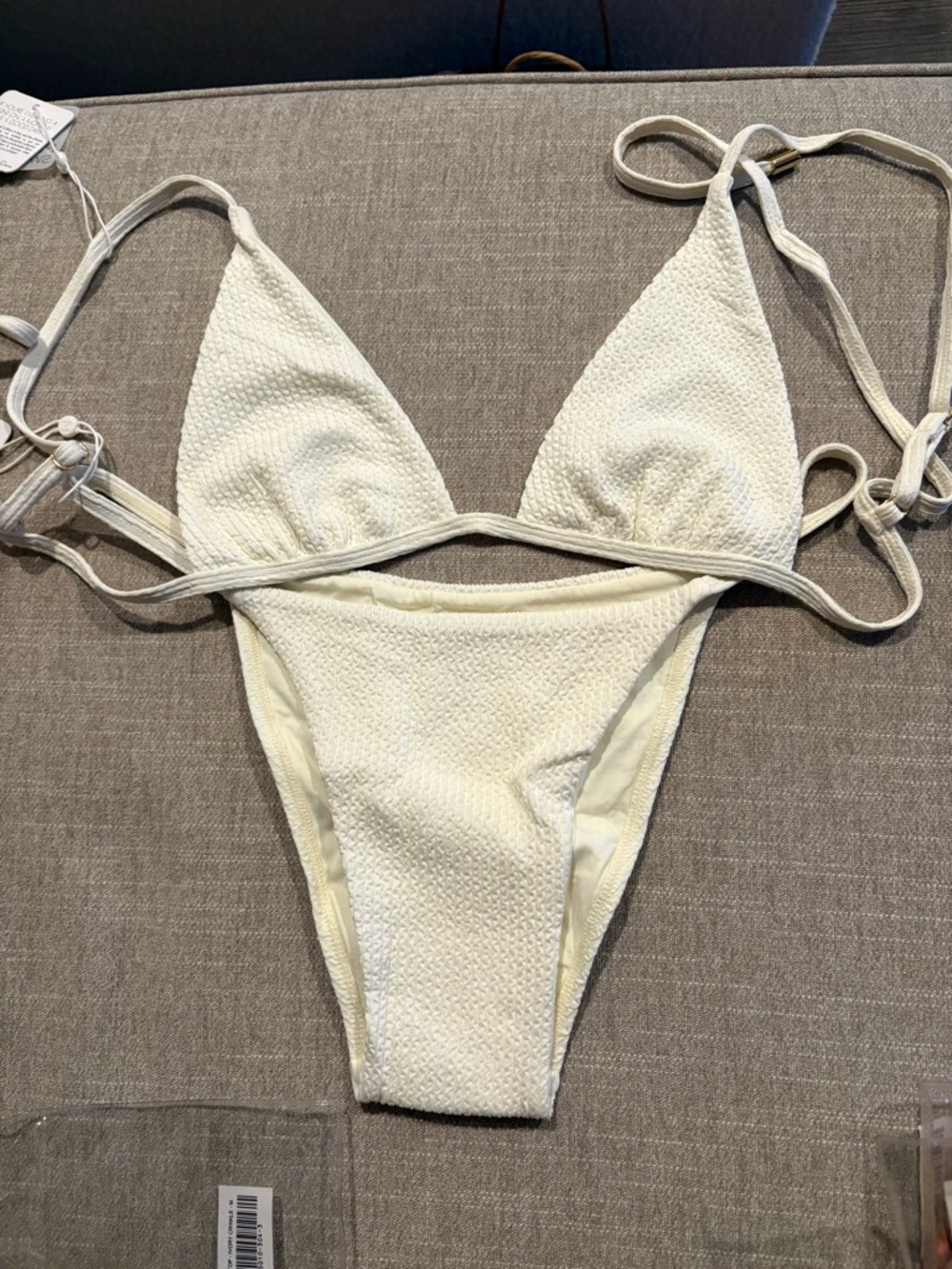 Monday swimwear Barbados top and bottom ivory crinkle